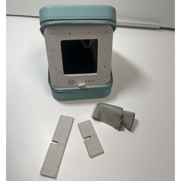 Vlando Mini Travel Portable Zip Jewlery Case In Mint Green New - Picture 5 of 9